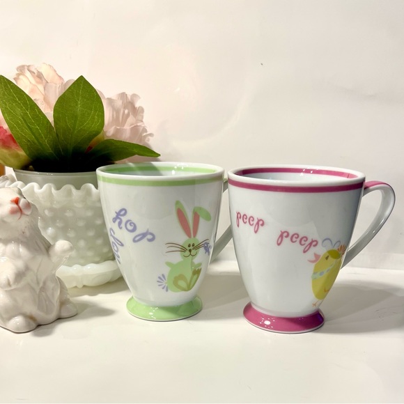 Starbucks 2007 Spring Bunny Hop & Chick Peep Coffee Cups 7 oz Easter Mugs Set 2 - Picture 9 of 15